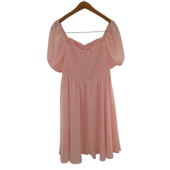 Balletcore Soft Pink Puff Sleeve Dress Coquette Fairycore Cottagecore Size L - Picture 4 of 12